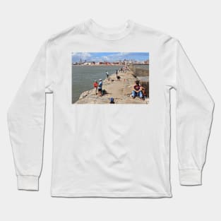 Escollera Sarandí with Fishermen - Montevideo, Uruguay Long Sleeve T-Shirt